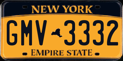 NY license plate GMV3332