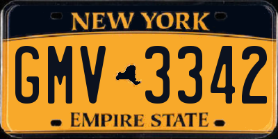 NY license plate GMV3342