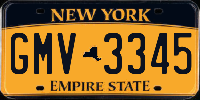 NY license plate GMV3345