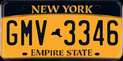 NY license plate GMV3346
