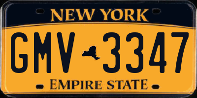 NY license plate GMV3347
