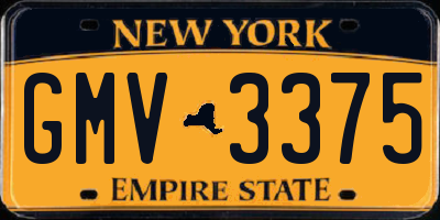 NY license plate GMV3375