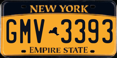 NY license plate GMV3393