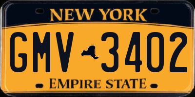 NY license plate GMV3402