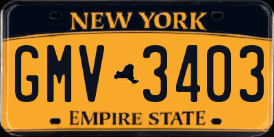 NY license plate GMV3403