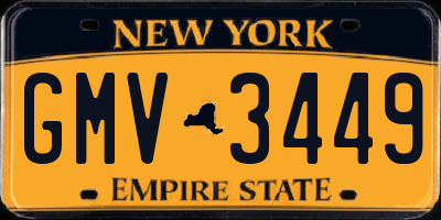 NY license plate GMV3449
