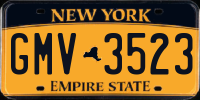 NY license plate GMV3523
