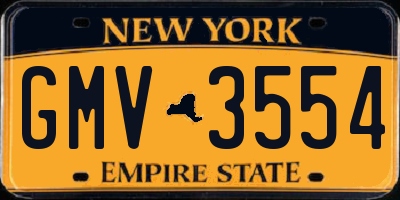 NY license plate GMV3554