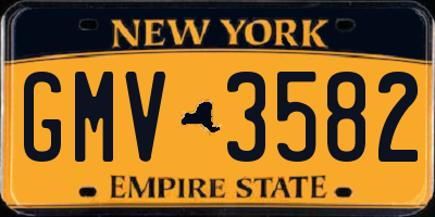 NY license plate GMV3582