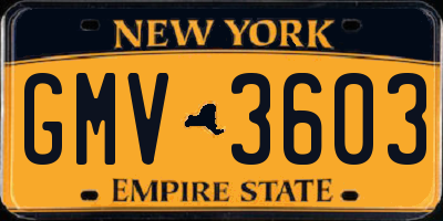 NY license plate GMV3603