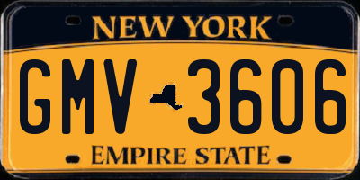 NY license plate GMV3606