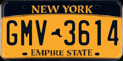 NY license plate GMV3614