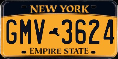 NY license plate GMV3624