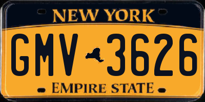 NY license plate GMV3626