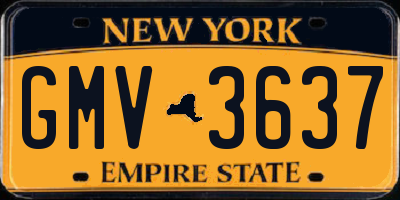 NY license plate GMV3637