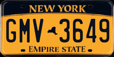NY license plate GMV3649