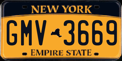 NY license plate GMV3669