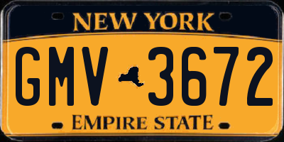 NY license plate GMV3672
