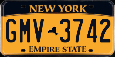 NY license plate GMV3742