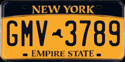 NY license plate GMV3789