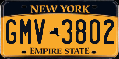 NY license plate GMV3802