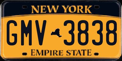 NY license plate GMV3838