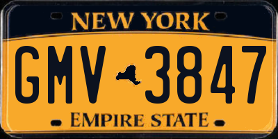 NY license plate GMV3847