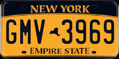 NY license plate GMV3969
