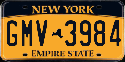 NY license plate GMV3984