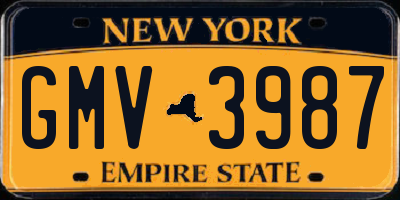 NY license plate GMV3987