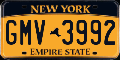 NY license plate GMV3992