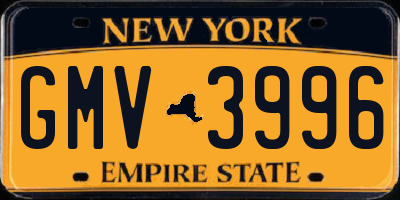 NY license plate GMV3996