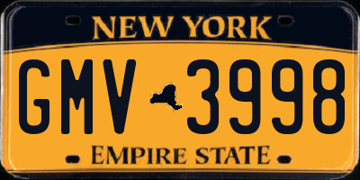 NY license plate GMV3998