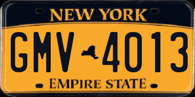 NY license plate GMV4013
