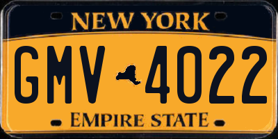 NY license plate GMV4022