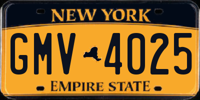 NY license plate GMV4025
