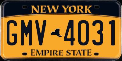 NY license plate GMV4031