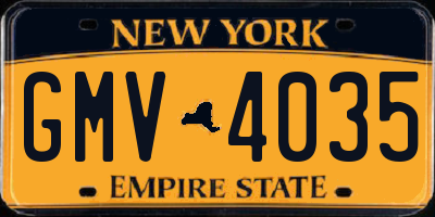 NY license plate GMV4035