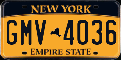 NY license plate GMV4036