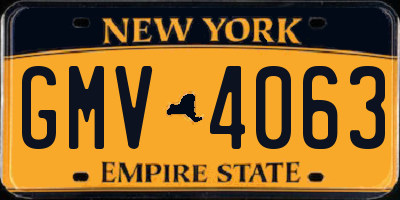 NY license plate GMV4063