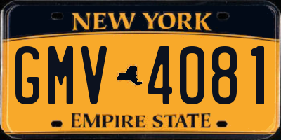 NY license plate GMV4081