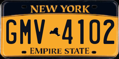 NY license plate GMV4102