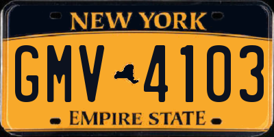 NY license plate GMV4103