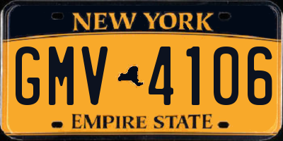 NY license plate GMV4106