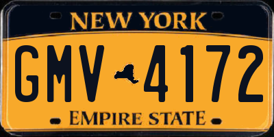 NY license plate GMV4172