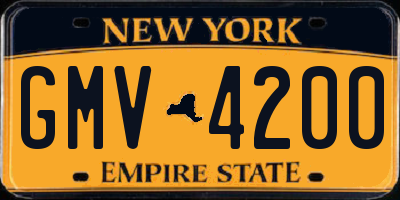 NY license plate GMV4200