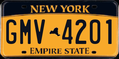 NY license plate GMV4201