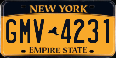 NY license plate GMV4231