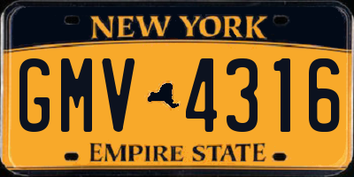 NY license plate GMV4316