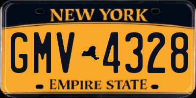 NY license plate GMV4328